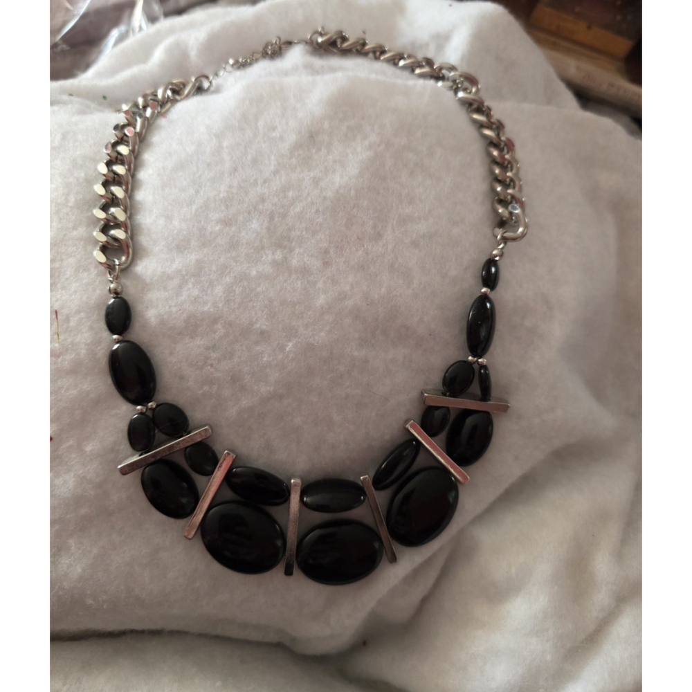 Charming Charlie Rhinestone & Silvertone statement adjustable length necklace